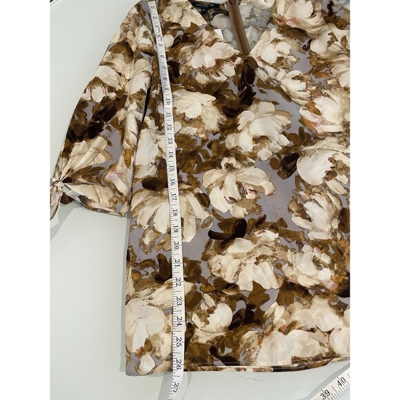 New Retail $398 Lafayette 148 Kenna Print Silk Blouse - Size P - Picture 11 of 12